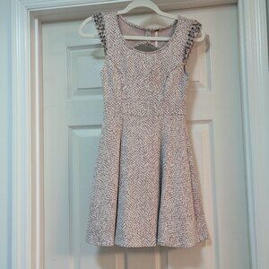 Free People Embellished Skater Mini Dress X-Small Purple White Jeweled Knit